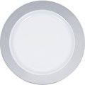 Sensations Silver Rim Plastic Plates, 9", 120PK 347874